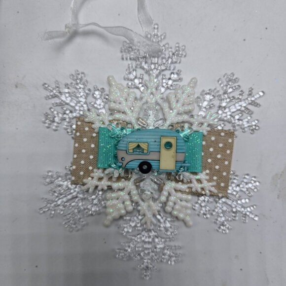NWT Travel Trailer Ornament Glamping Camping Rustic Christmas Holiday Decor OOAK - Picture 2 of 4